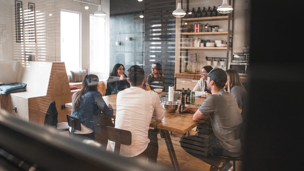 Modern boardroom discussion